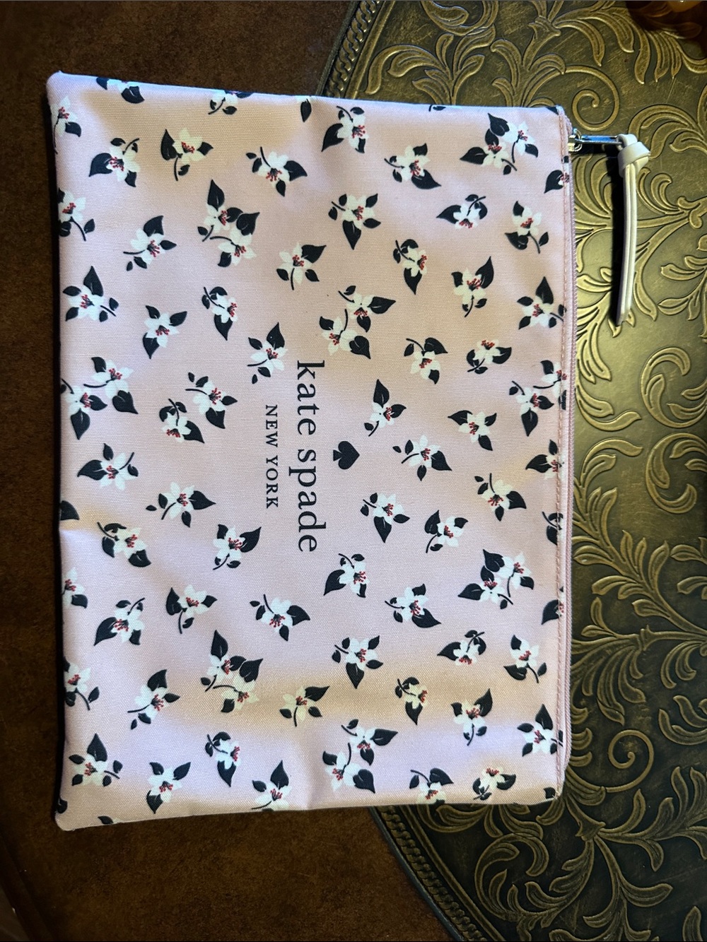 kate spade pink floral zip pouch